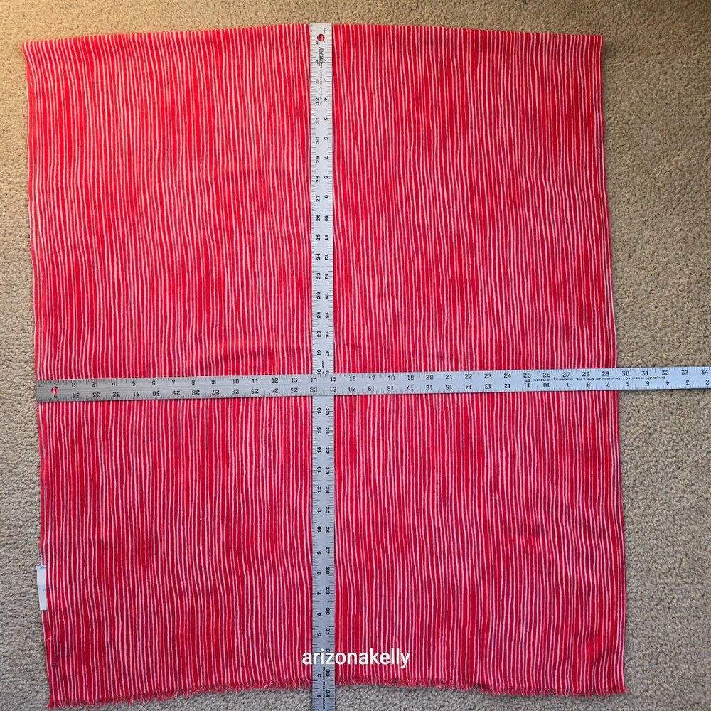 NWT J. McLaughlin Wool Scarf Lightweight Soft Park Stripe Red Coral - Picture 3 of 9